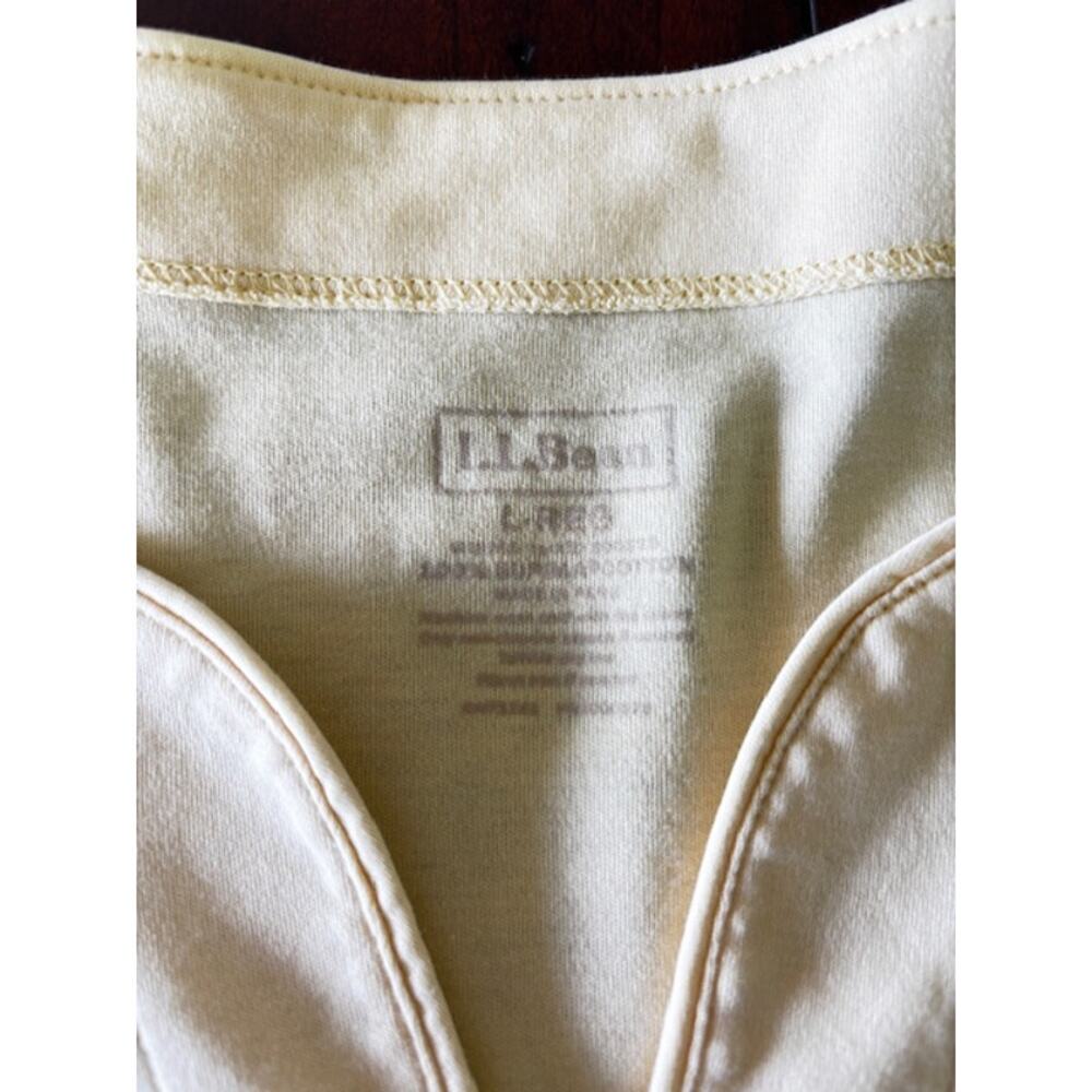 L.L. Bean Women's Size Large Yellow V-Neck Pullover Top 100% Cotton - Picture 3 of 4